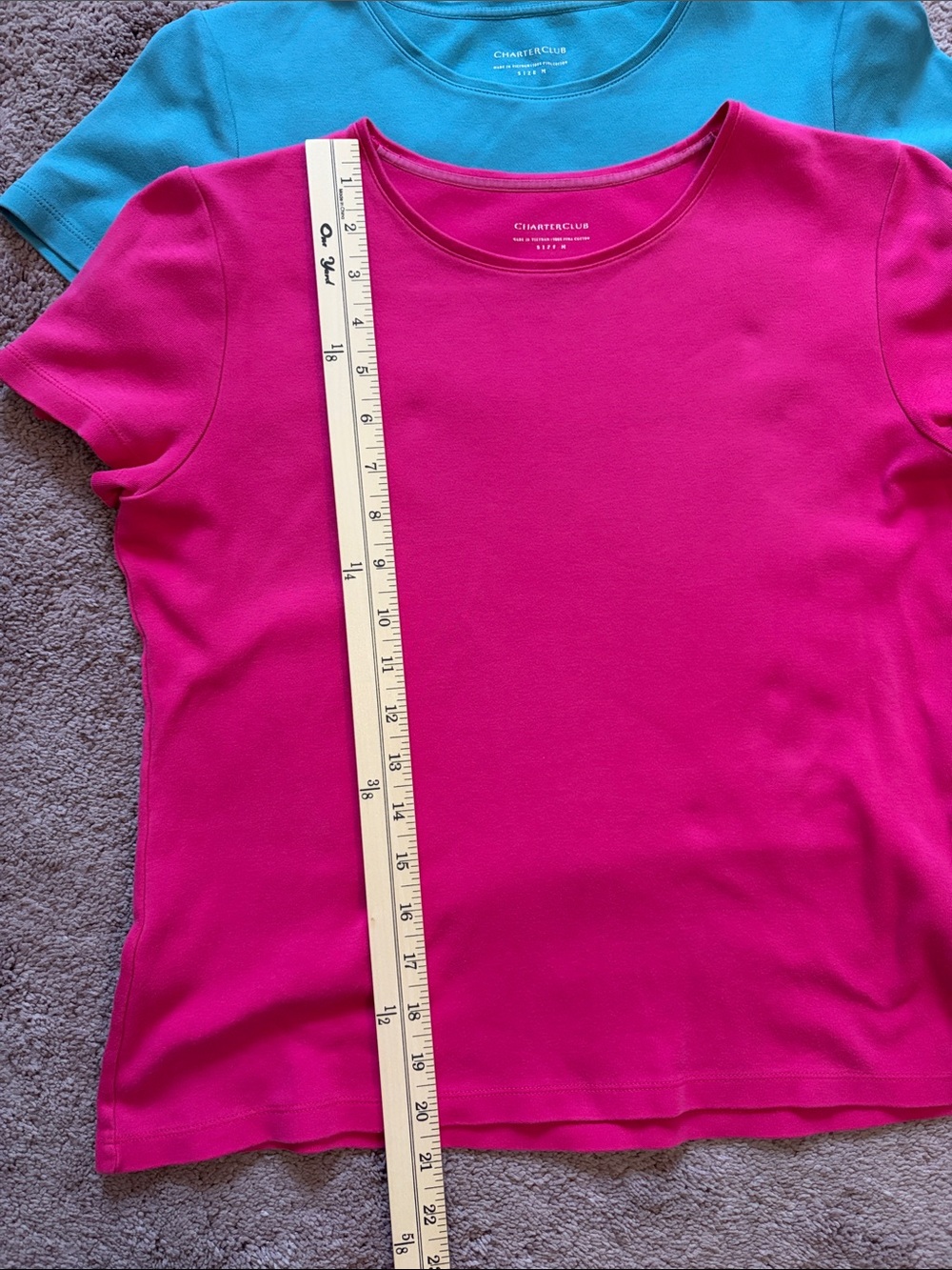 Charter Club Pima Cotton Short Sleeve Tees in Hot Pink & Teal (2-Pack) Size M - Picture 3 of 10